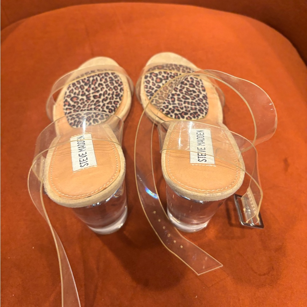 Steve Madden Clear Strap Leopard Print Heels